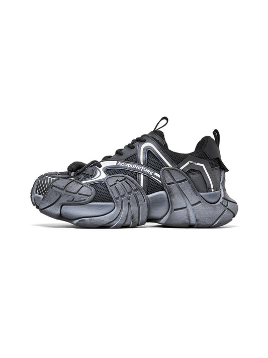 Silver Cage-Panel Platform Sneakers