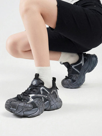 Silver Cage-Panel Platform Sneakers