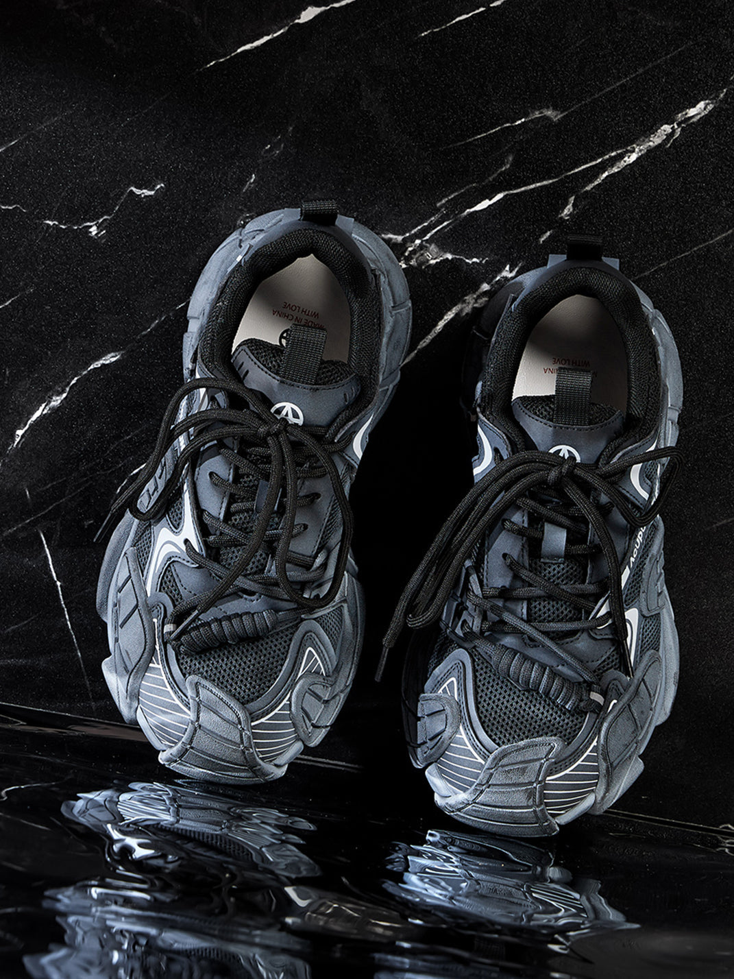 Silver Cage-Panel Platform Sneakers