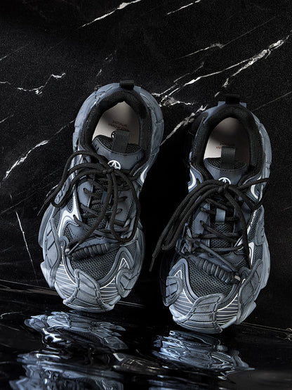 Silver Cage-Panel Platform Sneakers