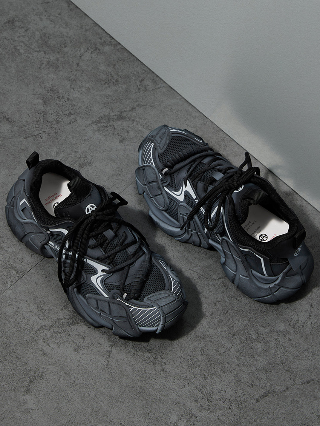 Silver Cage-Panel Platform Sneakers