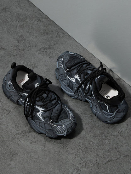 Silver Cage-Panel Platform Sneakers