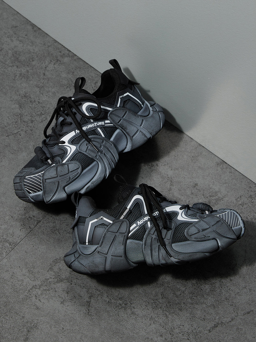Silver Cage-Panel Platform Sneakers