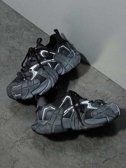 Silver Cage-Panel Platform Sneakers
