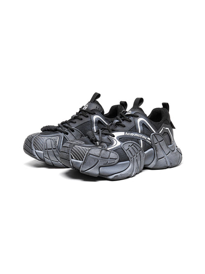 Silver Cage-Panel Platform Sneakers