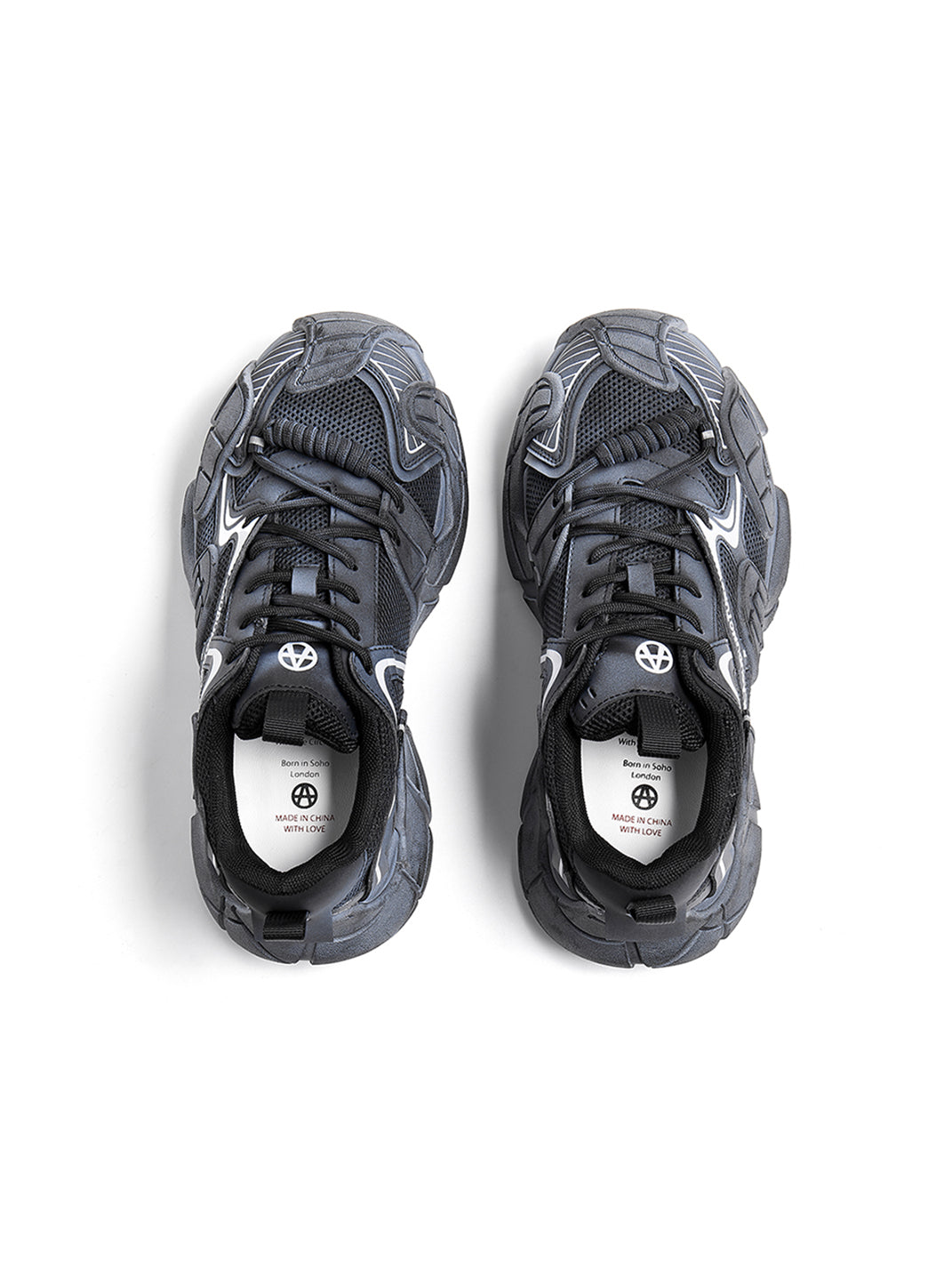 Silver Cage-Panel Platform Sneakers