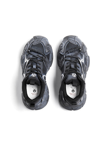 Silver Cage-Panel Platform Sneakers