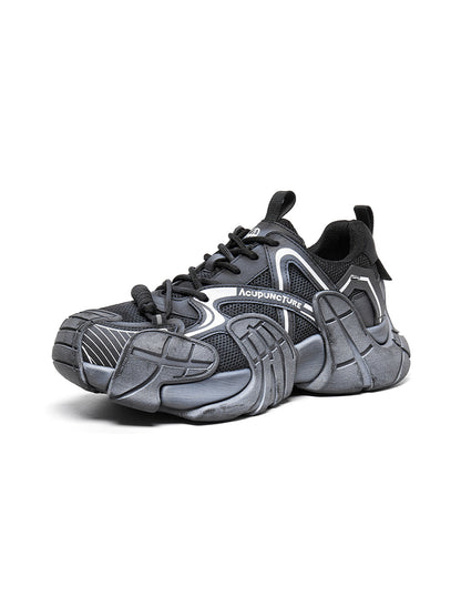 Silver Cage-Panel Platform Sneakers