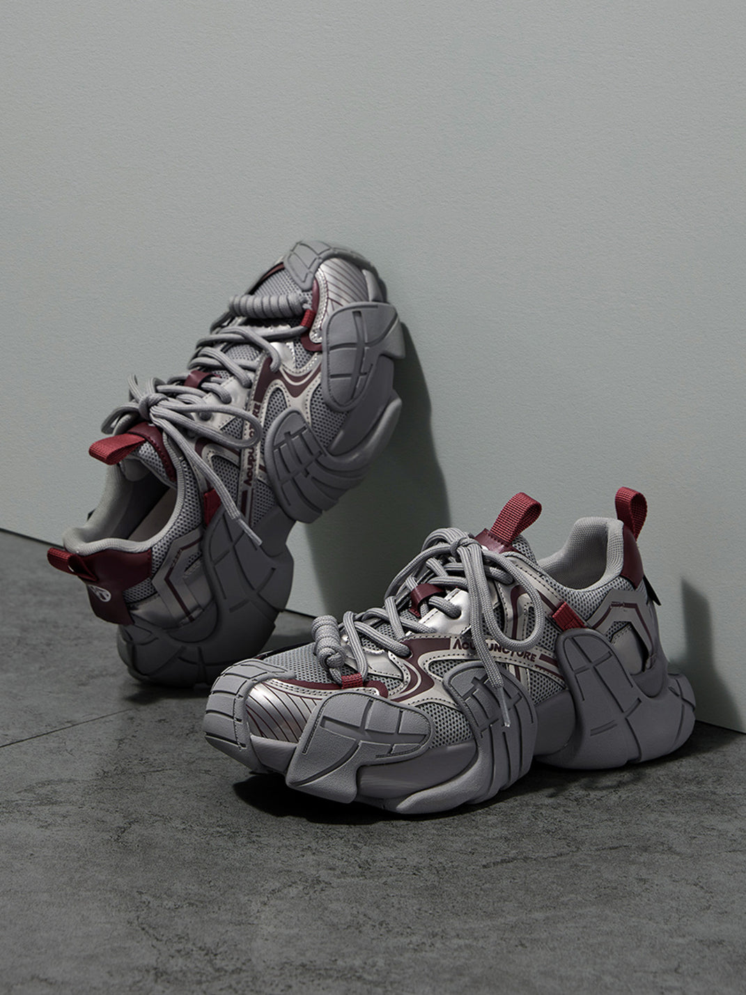 Silver Cage-Panel Platform Sneakers