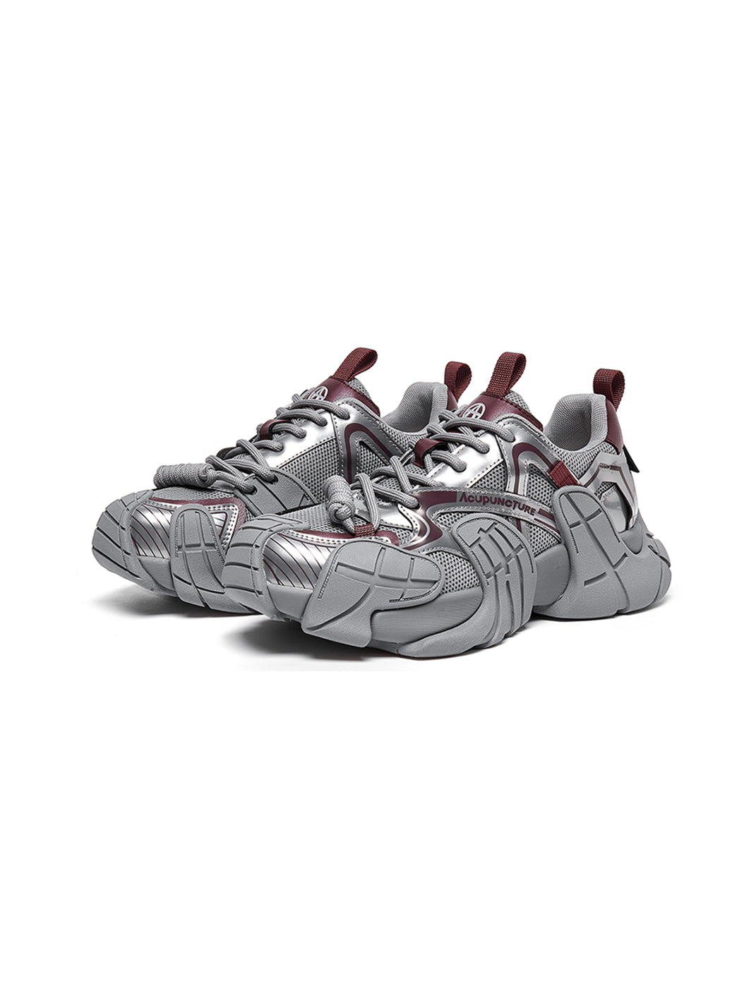 Silver Cage-Panel Platform Sneakers