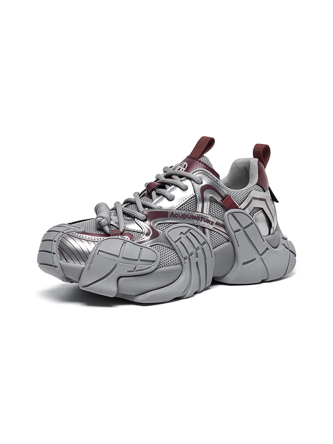 Silver Cage-Panel Platform Sneakers