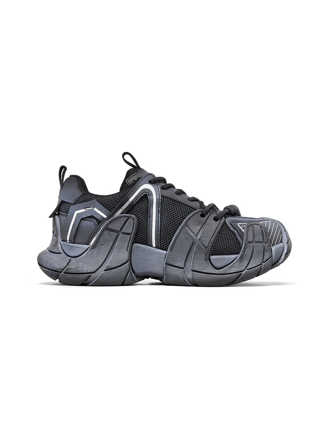 Silver Cage-Panel Platform Sneakers