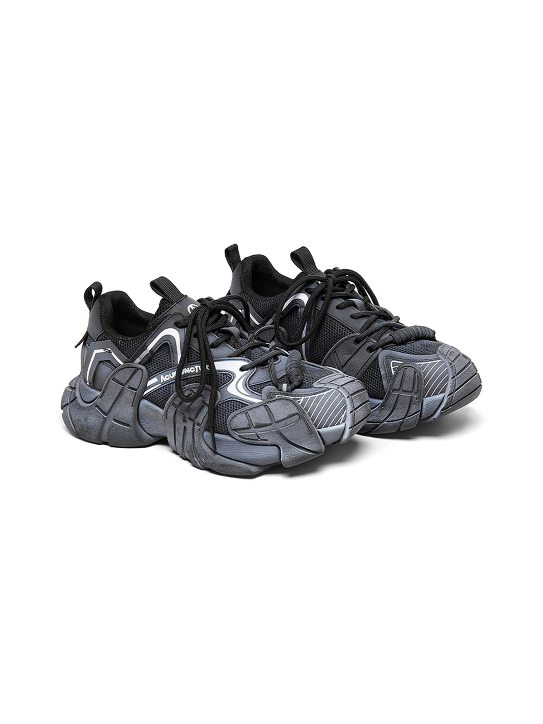 Silver Cage-Panel Platform Sneakers