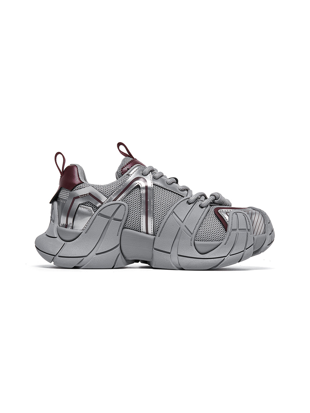Silver Cage-Panel Platform Sneakers