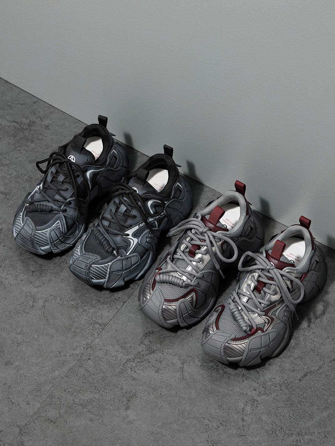 Silver Cage-Panel Platform Sneakers
