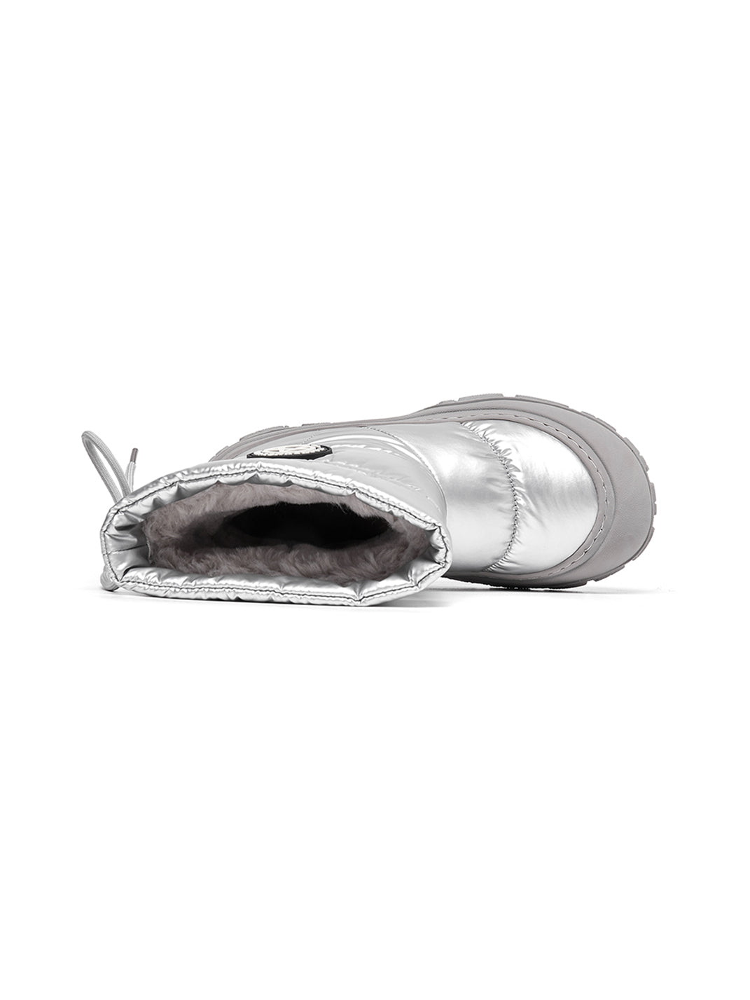 Silver Drawstring Puffer Snow Boots