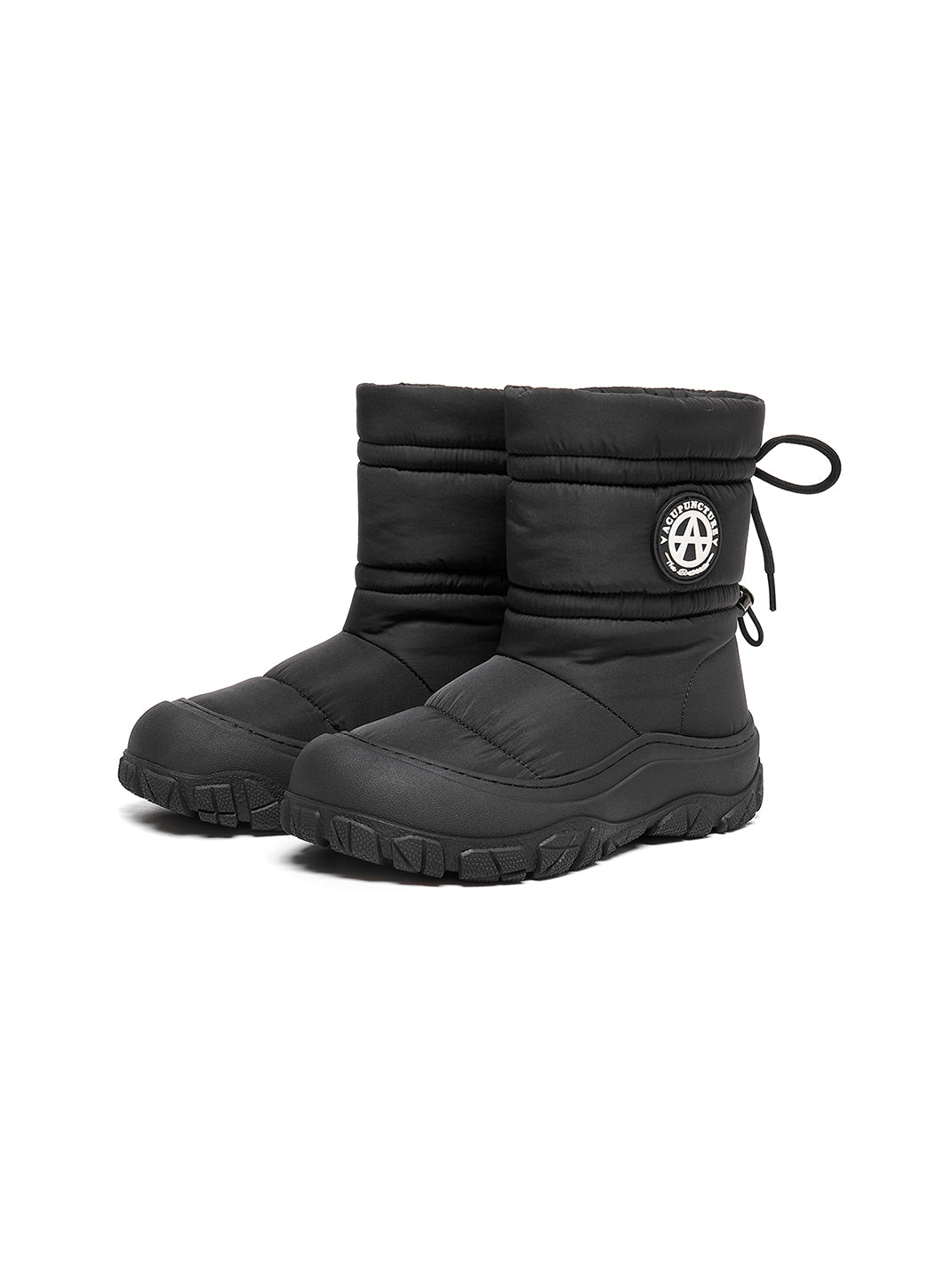 Silver Drawstring Puffer Snow Boots