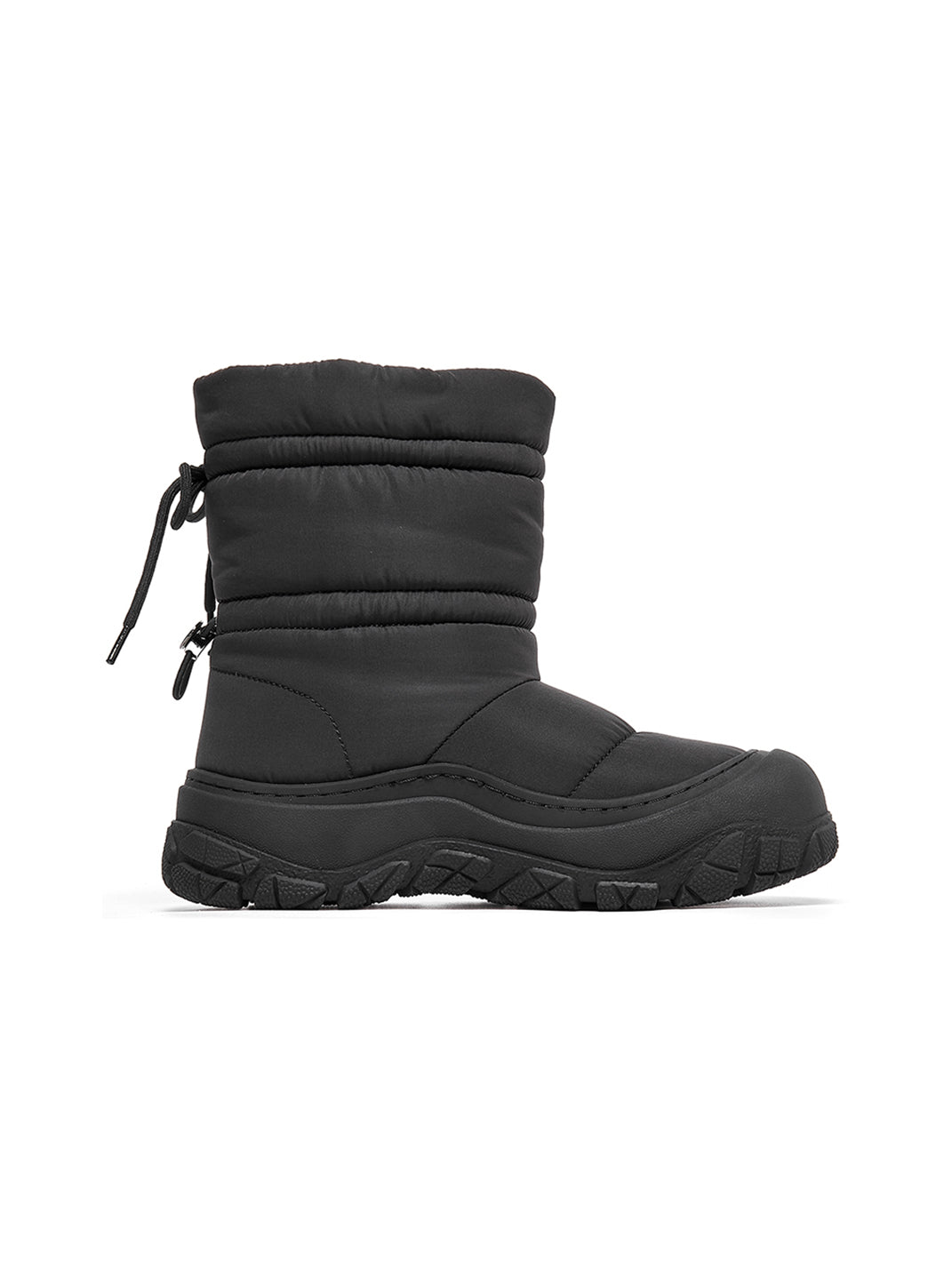 Silver Drawstring Puffer Snow Boots