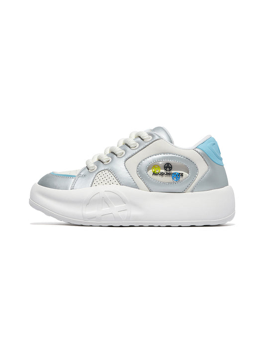 Silver Metallic PU Platform Sneakers