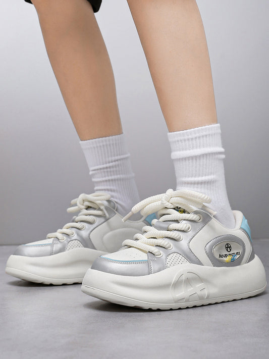 Silver Metallic PU Platform Sneakers
