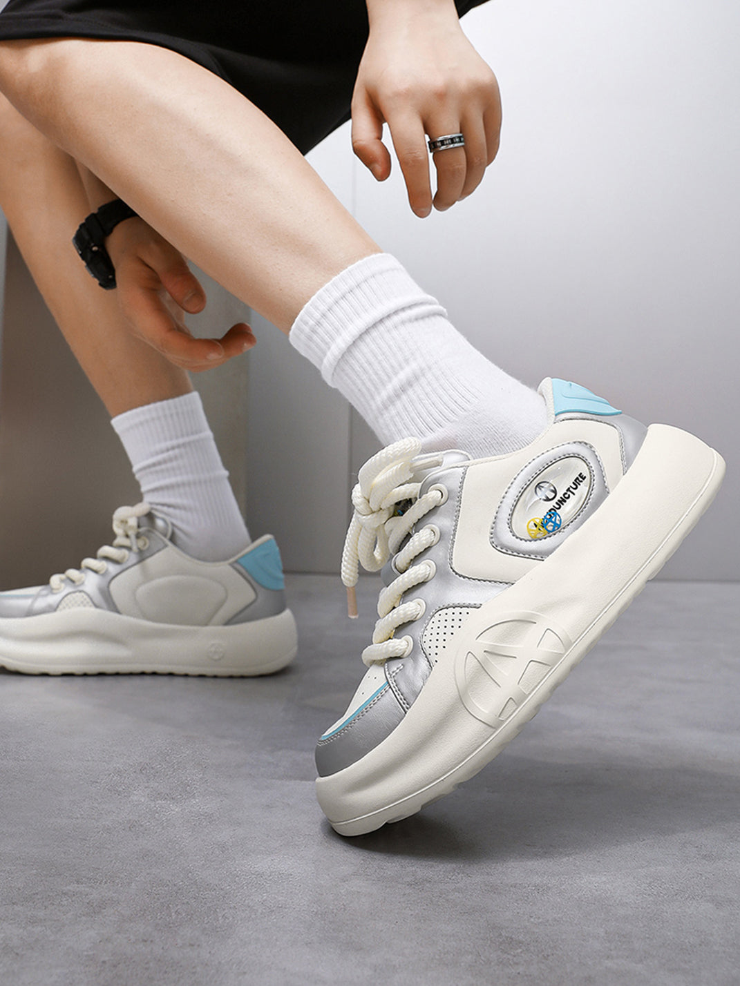 Silver Metallic PU Platform Sneakers