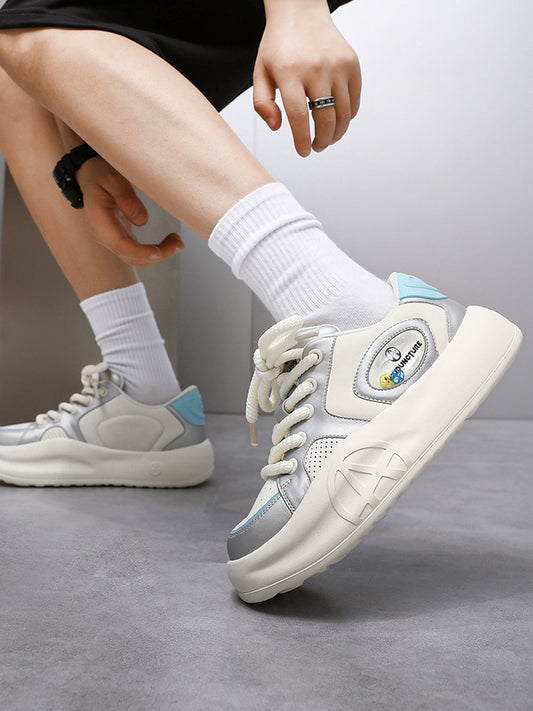 Silver Metallic PU Platform Sneakers