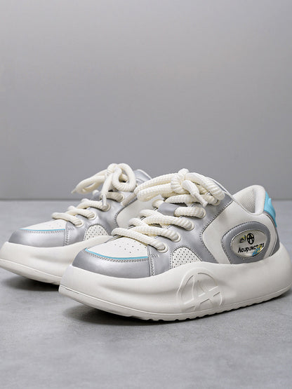 Silver Metallic PU Platform Sneakers