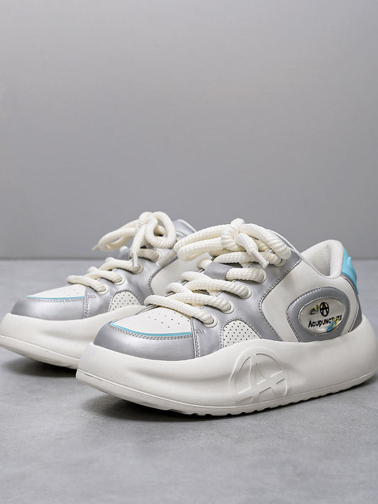 Silver Metallic PU Platform Sneakers