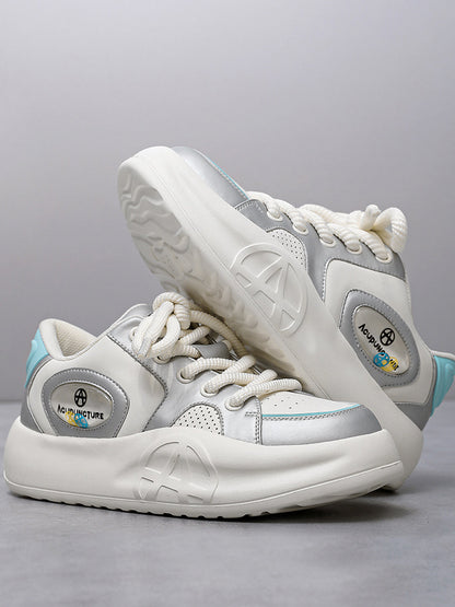 Silver Metallic PU Platform Sneakers