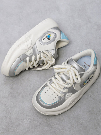 Silver Metallic PU Platform Sneakers