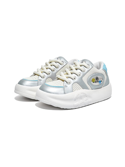 Silver Metallic PU Platform Sneakers