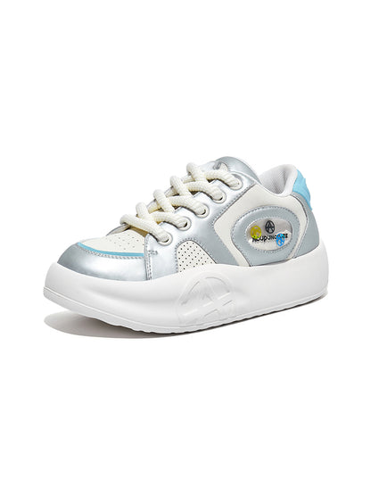 Silver Metallic PU Platform Sneakers