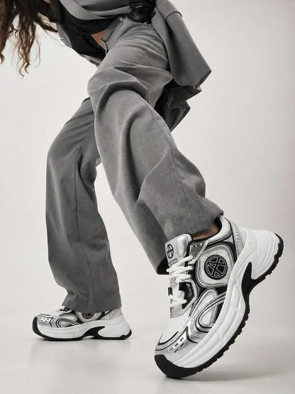 Silver Wave Chunky Dad Sneakers
