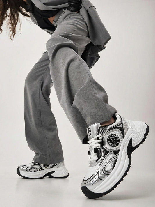 Silver Wave Chunky Dad Sneakers
