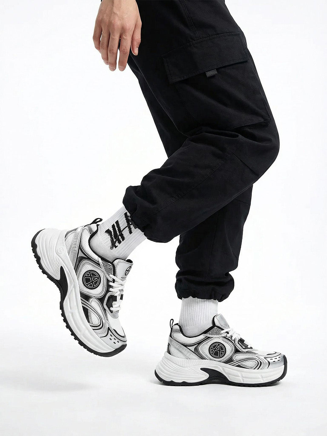 Silver Wave Chunky Dad Sneakers