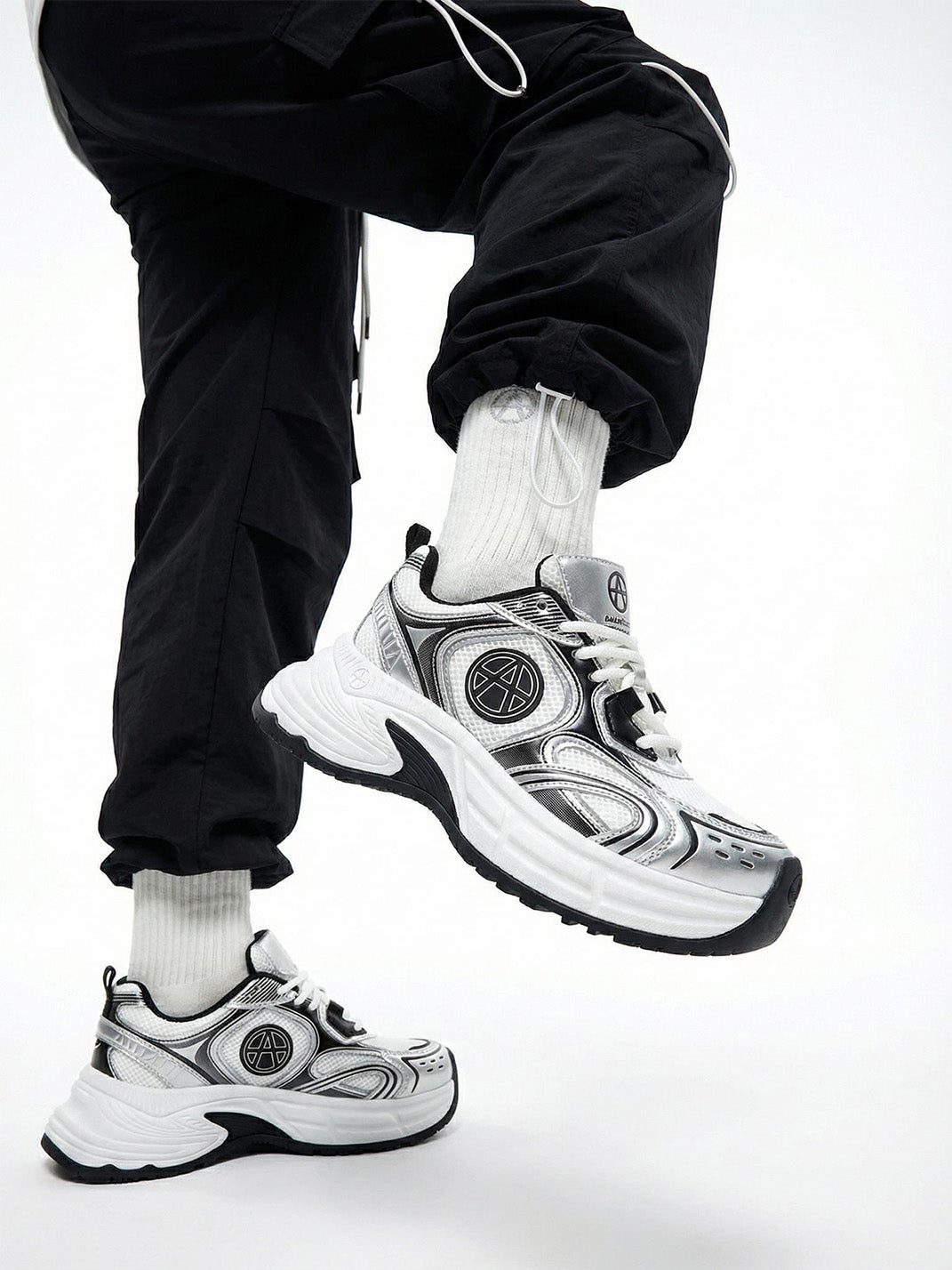 Silver Wave Chunky Dad Sneakers