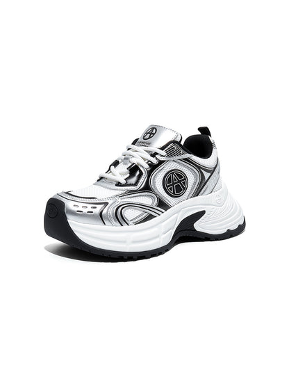 Silver Wave Chunky Dad Sneakers
