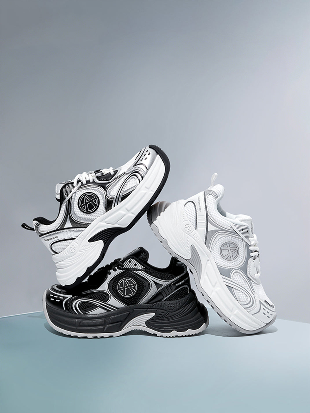 Silver Wave Chunky Dad Sneakers