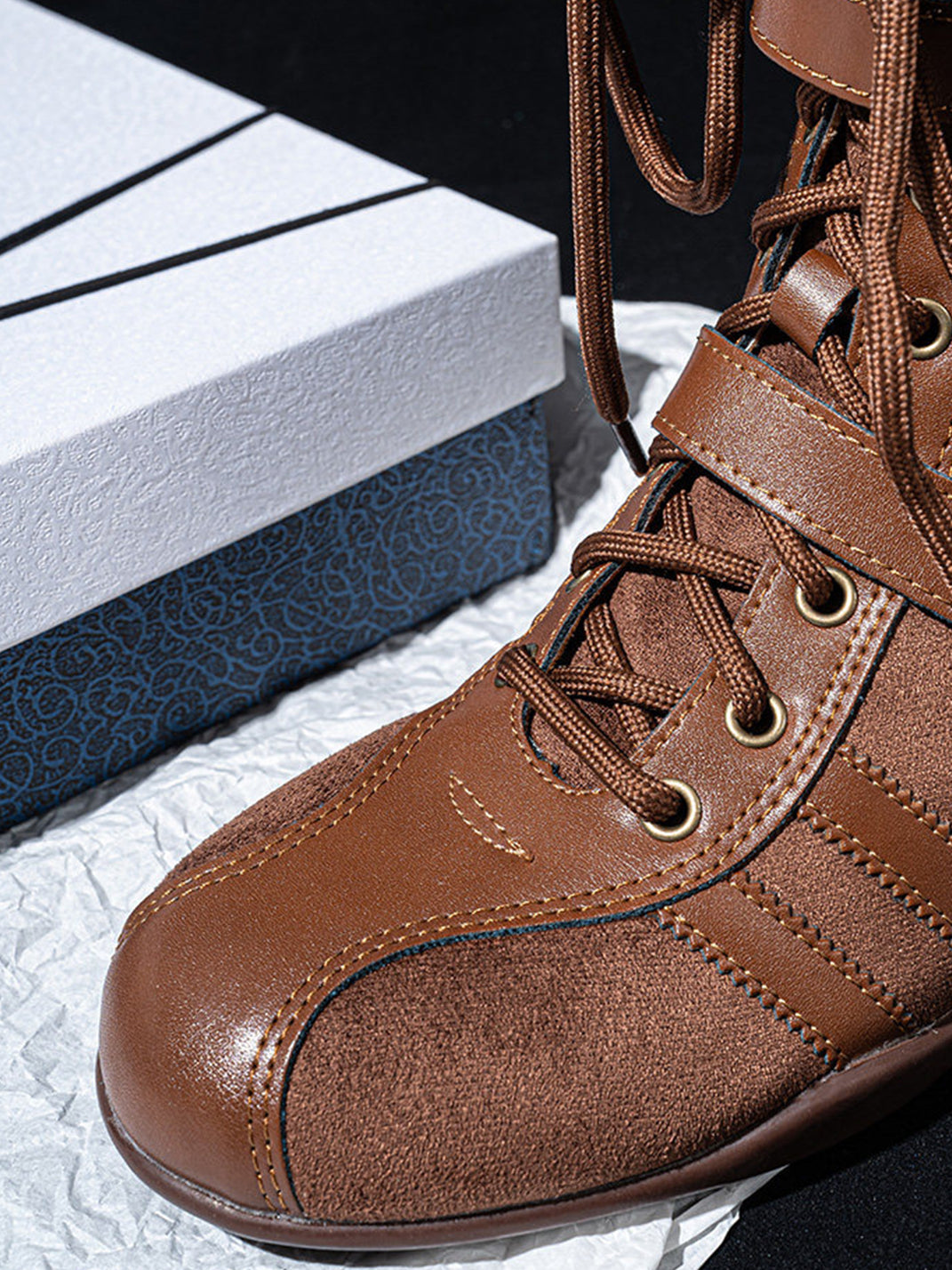 Lace-Up Buckled Mid-Calf Combat Boots