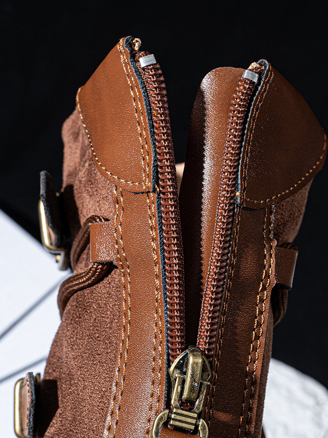 Lace-Up Buckled Mid-Calf Combat Boots