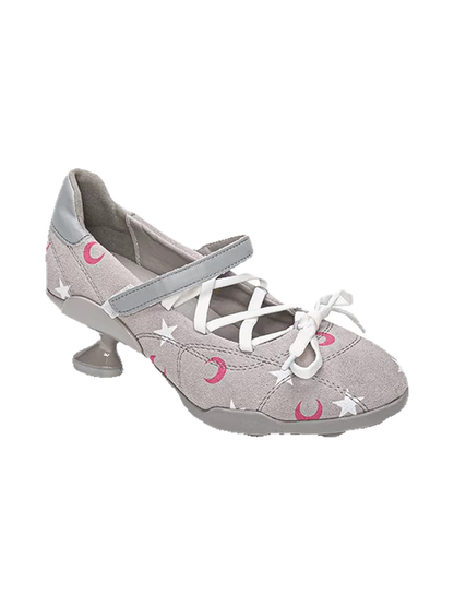 Moon-Print Low-Heel Sport Mary Janes