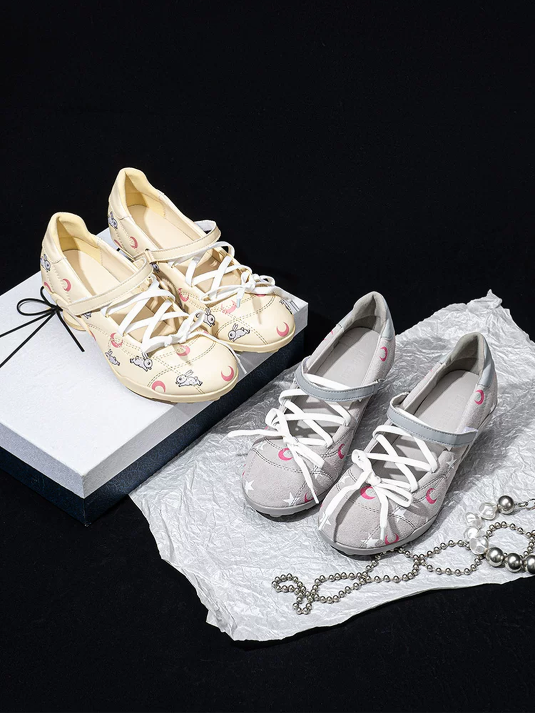 Moon-Print Low-Heel Sport Mary Janes