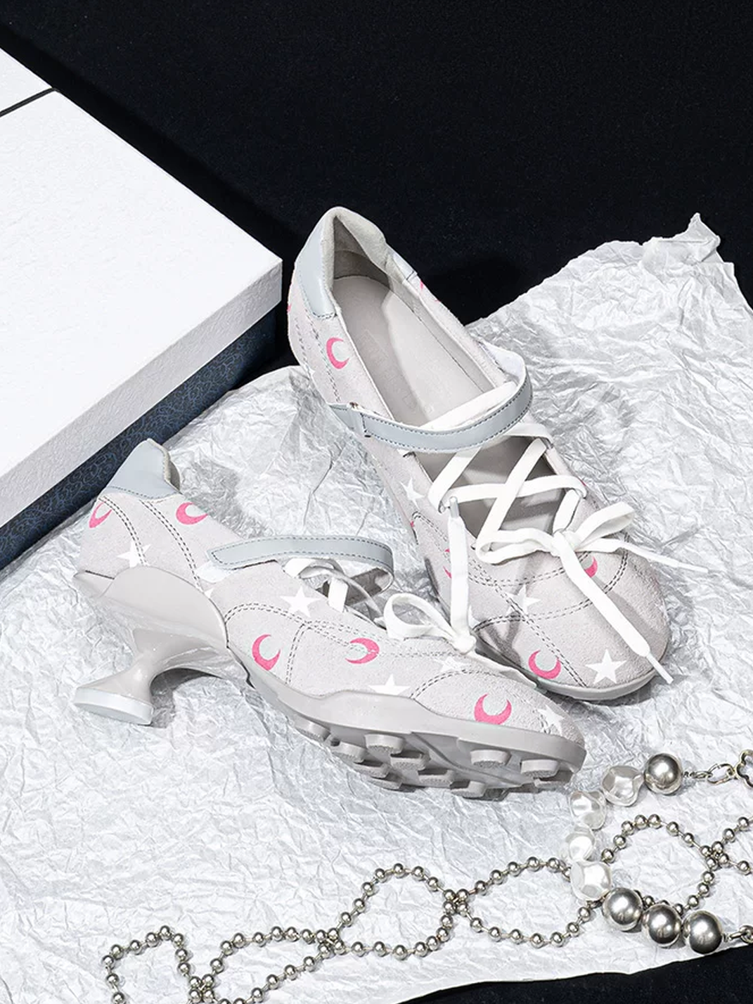 Moon-Print Low-Heel Sport Mary Janes