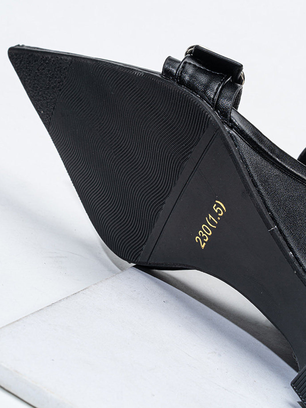 Pointed-Toe Triple-Buckle Wedge Sandals
