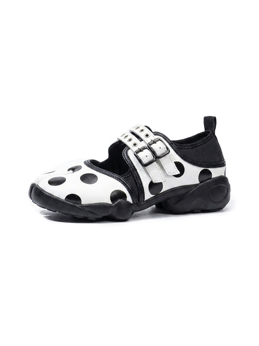 Polka-Dot Split-Toe Strapped Mary Janes