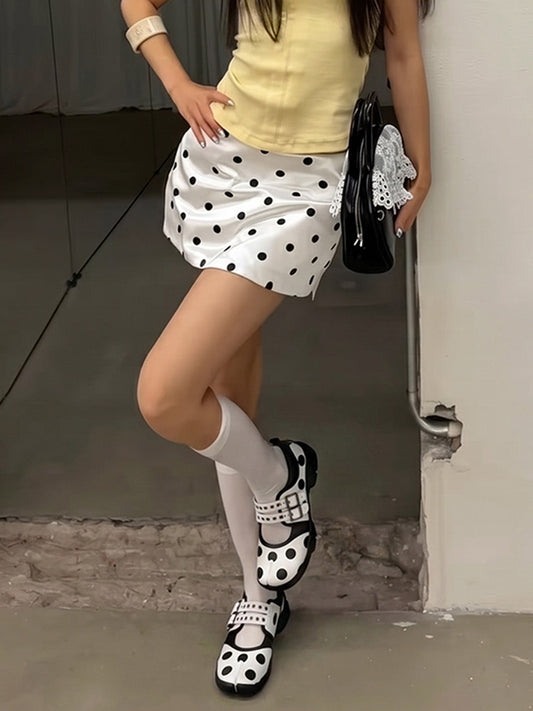 Polka-Dot Split-Toe Strapped Mary Janes