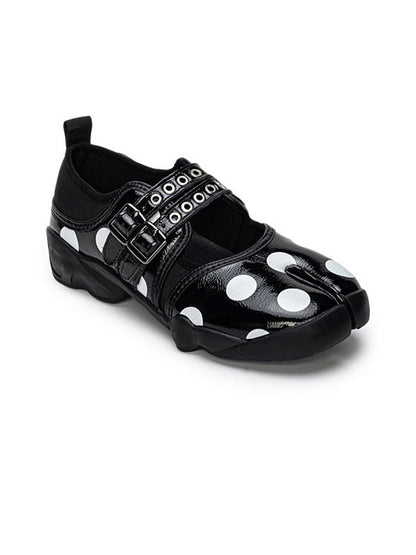 Polka-Dot Split-Toe Strapped Mary Janes