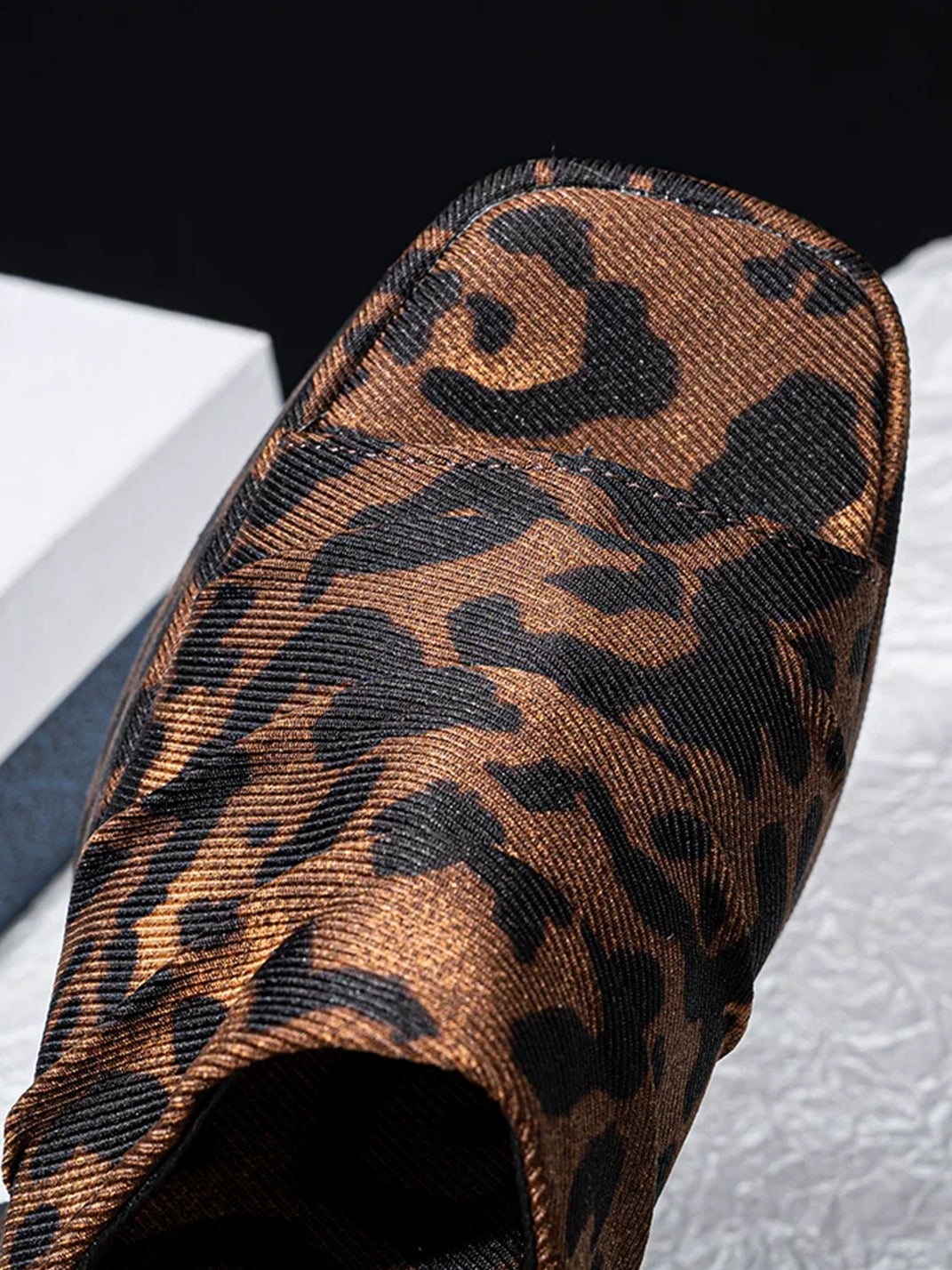 Leopard Ruched Platform Slide Sandals