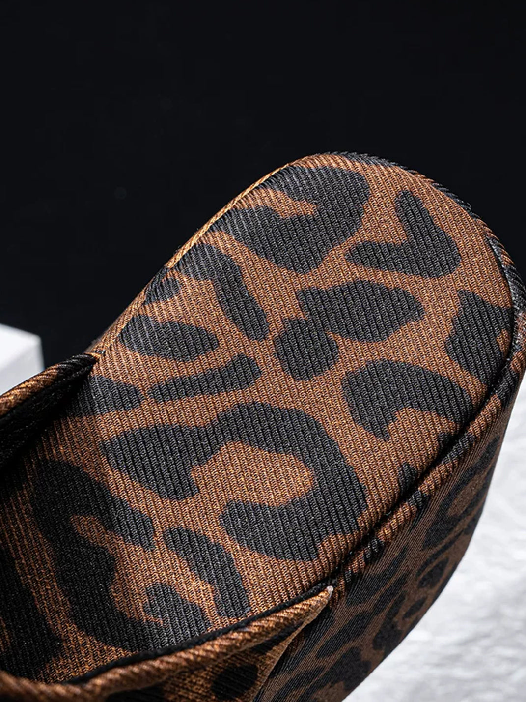 Leopard Ruched Platform Slide Sandals