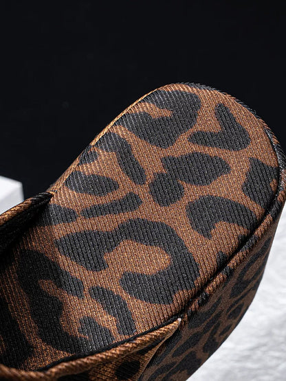 Leopard Ruched Platform Slide Sandals